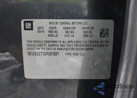 2016 Chevrolet Malibu 1Lt from USA, damaged, VIN 1G1ZE5ST5GF291821